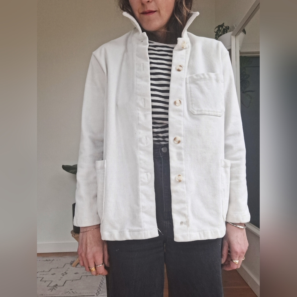 Stunning white corduroy chore coat S